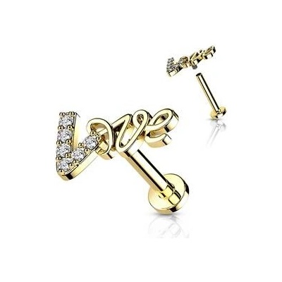 Šperky4U zlacený piercing do brady Love LB1097GD-1206