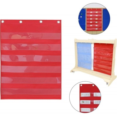 Masterkidz Závesný materiálový list s vreckami na frázy a obrázkové karty Red