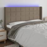 vidaXL LED горна табла за легло, таупе, 163x16x118/128 см, плат (3124058)