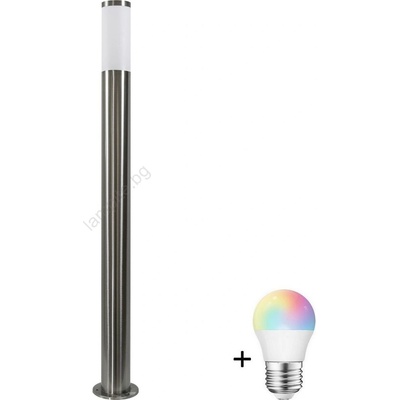 LED RGBW димируема външна лампа LIVIA 1xE27/6, 5W/230V 100 cm IP44 сребриста (LEDSA0464A)