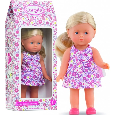 Corolle Mini Corolline Rosy Les Trendies s modrými očami a ružové kvetinky na šatách 20 cm