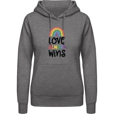 AWDis Dúhová mikina s Nápisom Love Always Wins uhlíková