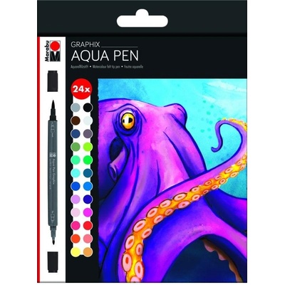 Marabu Graphix Akvarelový oboustranný popisovač chobotnice 24 ks