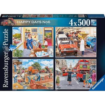 Ravensburger Пъзел Ravensburger от 4 х 500 части - Спомени от работния ден (17490)