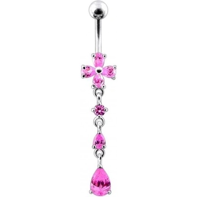 Šperky4U stříbrný piercing do pupíku kytička BP01211-P