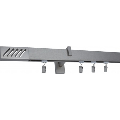 Kovovégarnýže Garnýže Square line modern santi broušený nerez Jednořadá, 0-100cm, jezdec+šnekový háček