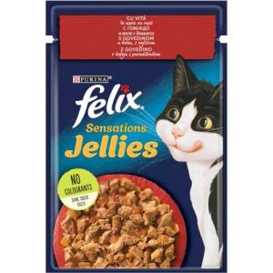  Котешка храна Felix говеждо с домати Sensations 85гр