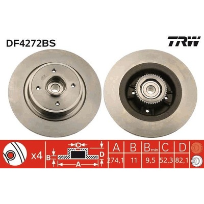 Brzdový kotúč TRW SINGLE DF4272BS