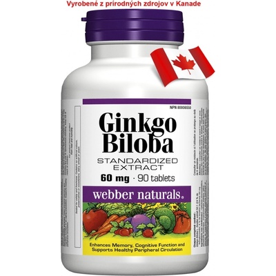 Webber Naturals Ginkgo Biloba 60 mg 90 tabliet