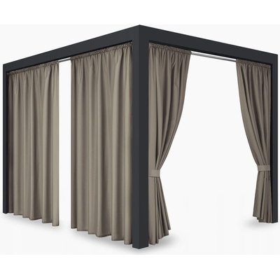 Záves so zavesením na tunel nepremokavý na terasu/altánok v hnedo béžovej farbe so stuhou na uviazanie hnedá Šírka 155 cm | Dĺžka 240 cm