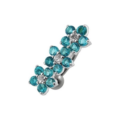 Šperky4U stříbrný piercing do pupíku se štítem kytičky BP01171-Q