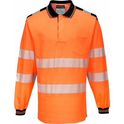 Portwest T184 PW3 L/S Reflexná polokošeľa oranžová/čierna 4XL