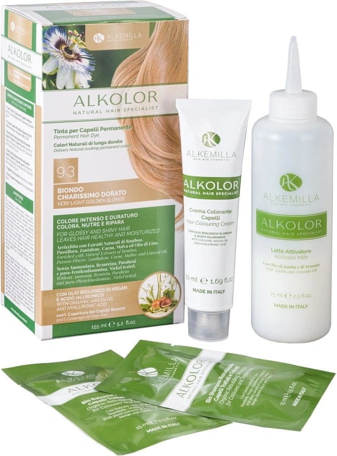 Alkemilla Blond Goldblond 7,3 – Ammoniakfreie Haarfarbe, 155 Ml, Vegan, Mit Arganöl & Hyaluronsäure