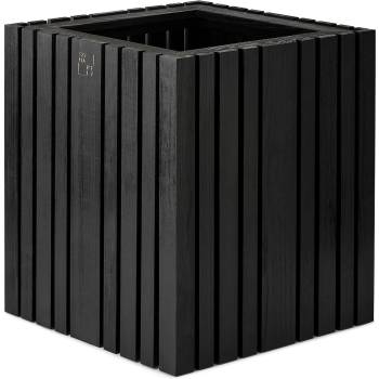 SQUARELY Самонаторяваща се саксия за цветя GrowBIG черно-пепелява (104-2A3)