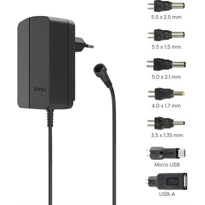 Hama Napájecí adaptér univerzální 3-12 V, 18 W, nastavitelný, 7 konektorů