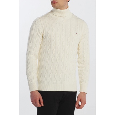 Gant pánský svetr Gant Cotton Cable Turtle Neck hnědá