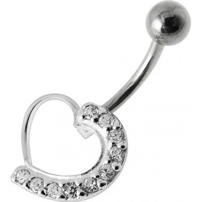 Šperky4U stříbrný piercing do pupíku srdce BP01031-C