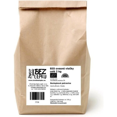 Život bez lepku BIO ovesné vločky celé 2 kg