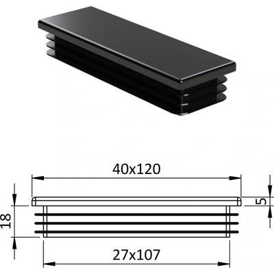 Krytka plastová 40 x 120 mm