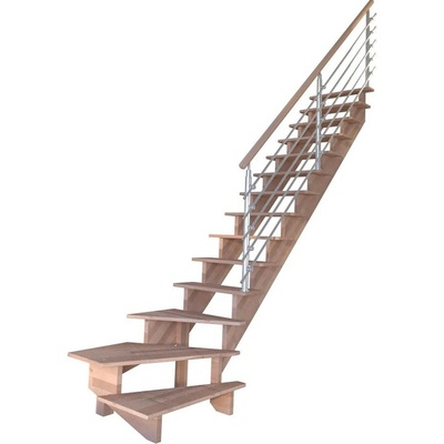 StarWood Schody Lindos bukové pravé 100cm otevřené design. nerez. zábradlí