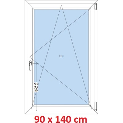Soft Plastové okno 900 x 1400 mm, otevíravé a sklopné, Bílá