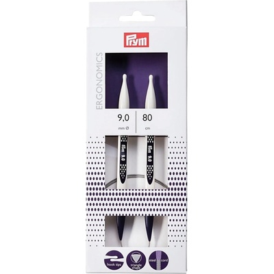 Prym pletací jehlice PRYM ERGO 215812, ergonomické plastové, kruhové, 1 kus, délka 80cm, velikost 9mm