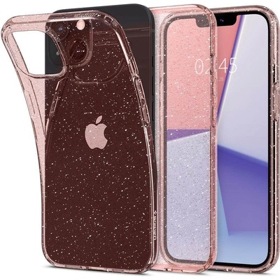 Spigen Liquid Crystal Glitter Case - тънък силиконов (TPU) калъф за iPhone 13 (розов)
