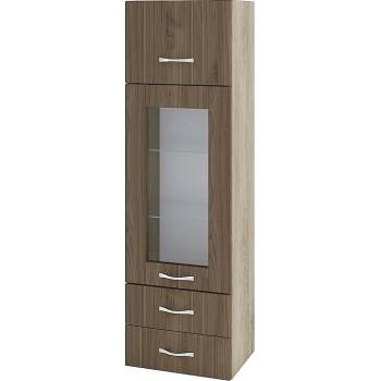 ИРИМ Колона над плот с витрина хоризонтална врата и две чекмеджета Сити АРО-101 дъб сонома арвен / орех адмирал 40 см