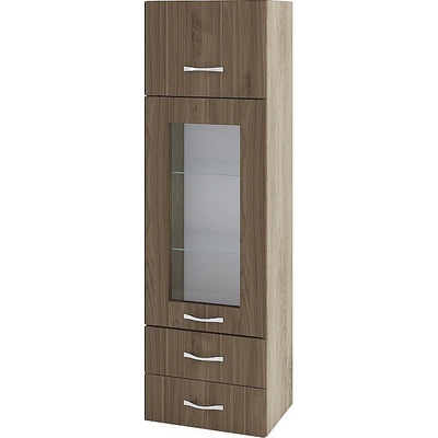 ИРИМ Колона над плот с витрина хоризонтална врата и две чекмеджета Сити АРО-101 дъб сонома арвен / орех адмирал 40 см