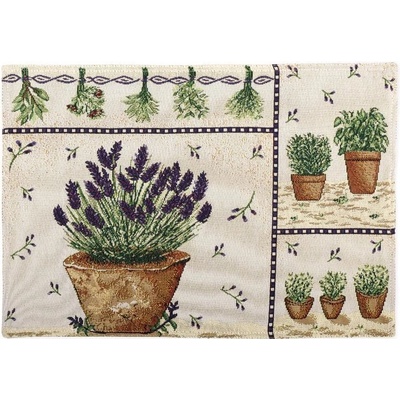SCANquilt prostírání motiv levandule květináč béžovofialovozelená prostírání 30x45cm