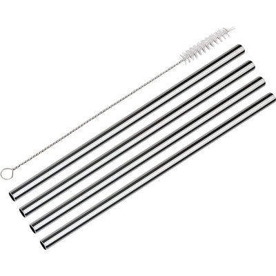 Cilio STEEL GRANDE Rovná nerezová brčka 4 ks s čistícím kartáčkem