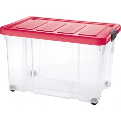Tontarelli box s klipem a kolečky Puzzle 60 l 8035640ACH transparent červená