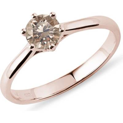 Klenota zásnubní prstýnek z růžového zlata s champagne diamantem k0286044