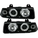  Кристални фарове за BMW E36 Angel Eyes (91-99) 4d sedan - черни