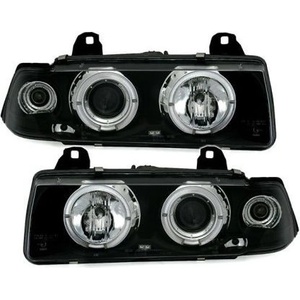  Кристални фарове за BMW E36 Angel Eyes (91-99) 4d sedan - черни