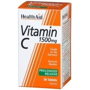 HEALTHAID Хранителна добавка витамин Ц с удължено действие 1500мг, HEALTH AID Vitamin C 1500mg Prolonged Release - 30 Tablets