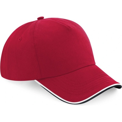 Beechfield B 25C Authentic Piped Peak 5 panelová COT53025Ct7099-classic red Červená/černá/bílá