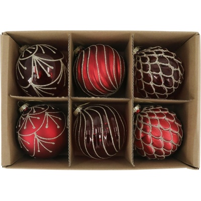 Chic Antique Vánoční baňka Cherry Ø 8 cm set 6 ks červená barva sklo