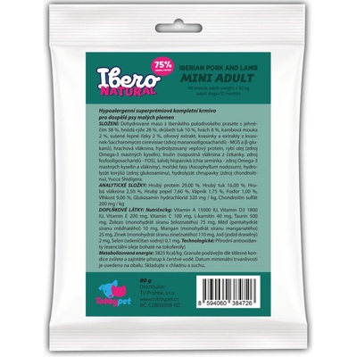 Ibero Natural Adult Dog Mini Pork & Lamb 80 g