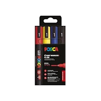 uni Акрилен маркер Posca 5M 4бр основни цветове