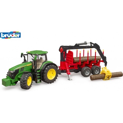 Bruder 3154 Traktor John Deere 7R s přepravníkem na dřevo