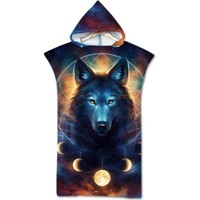 Textilomanie plážové pončo MOON WOLF farebné 80 x 145 cm