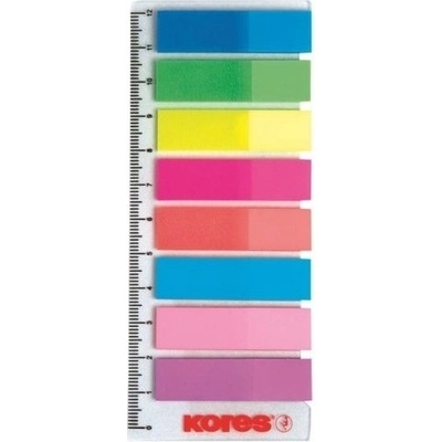 Kores Neonové záložky Index Strips na pravítku 45x12 mm / 8 x 25 lístků (45120)