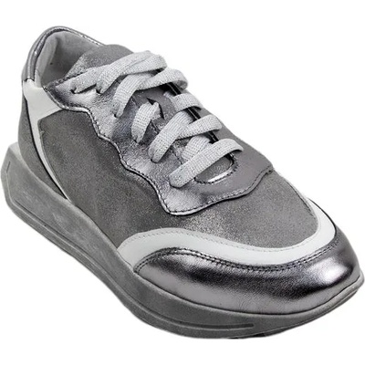 Български обувки Дамски елегантни маратонки в сребрист цвят 1998silver