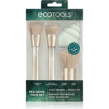 EcoTools Sea Gems ET Cream Blush Brush štětec na tvářenku 1 ks + ET Soft Swirl Foundation Brush štětec na make-up 1 ks + ET SeaShell Sponge houbička na make-up 1 ks + ET Kabuki Brush kabuki štětec na