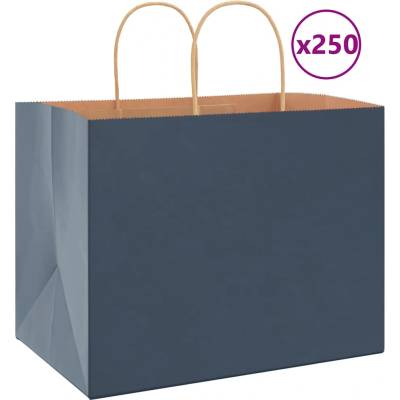 vidaXL Хартиени торбички 250 бр с дръжки сини 32x22x24 см (4101707)
