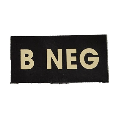 MILITARY RANGE Nášivka IFF IR krvná skupina VELCRO B NEG ČIERNA