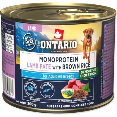 Ontario Adult Monoprotein jahňacie pate s hnedou ryžou 200 g