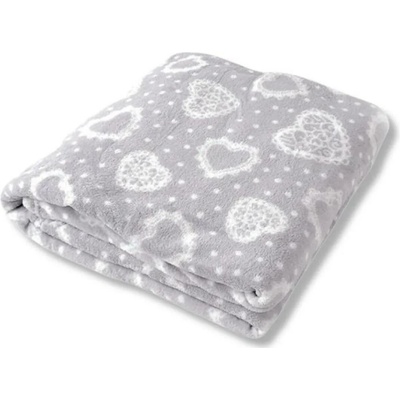 TEXFACE Deka mikrofleece srdce šedá 150x200