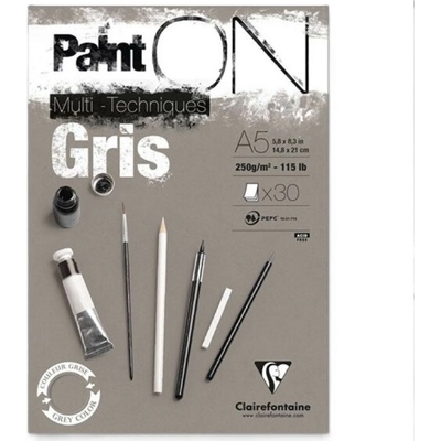 Clairefontaine Blok Paint on Grey A5, 30 listů 250 g